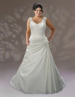Ivory wedding dress with small cap sleeves - front